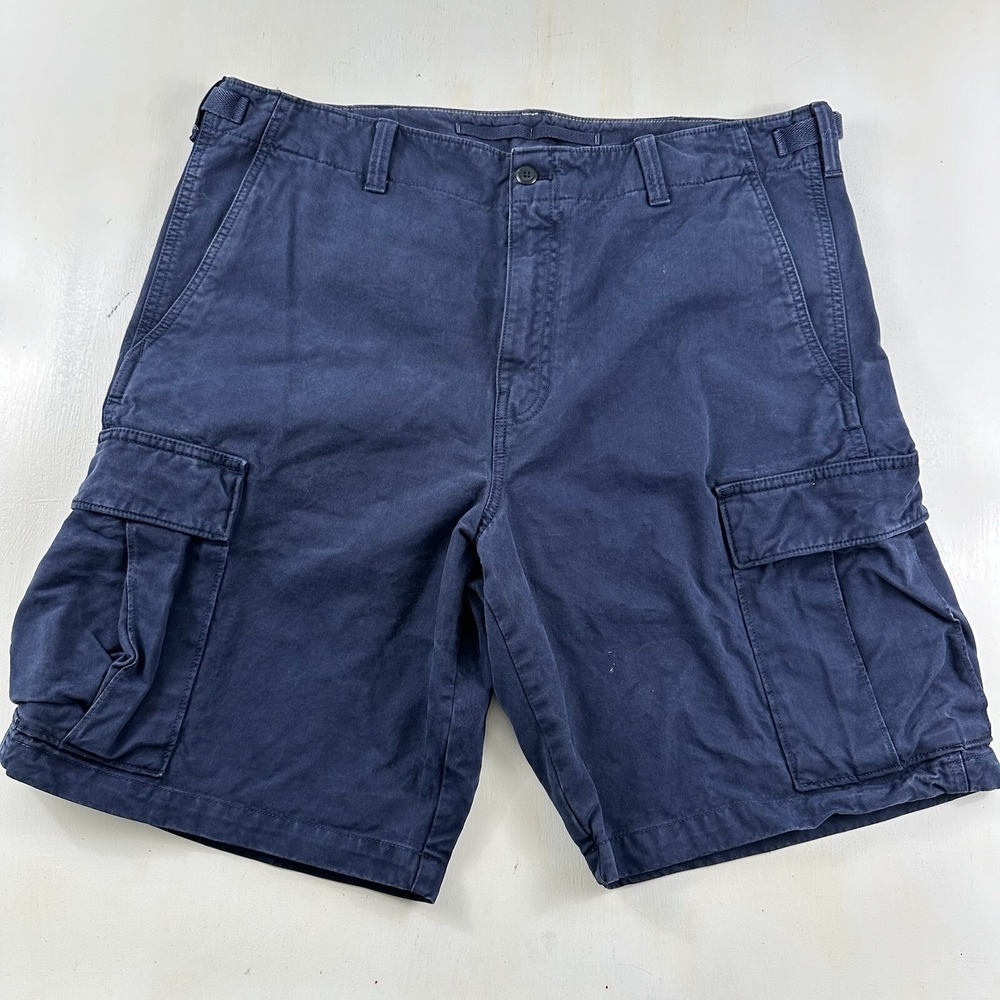 Banana Republic Blue Cargo Shorts Men 38 10" Inseam Canvas Military Side Tabs